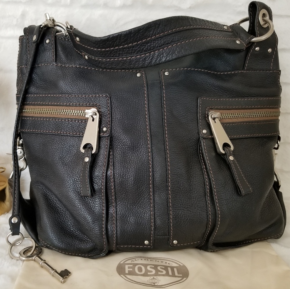 Fossil Black Leather Sholder Bag